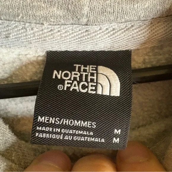 The North Face Pullover Hoodie Size Medium Gray Teal Logo Fleece Sweatshirt - Picture 3 of 3